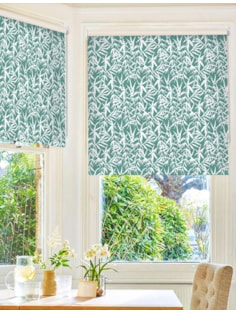 Bamboo Shadows Teal Floral Roller Blind