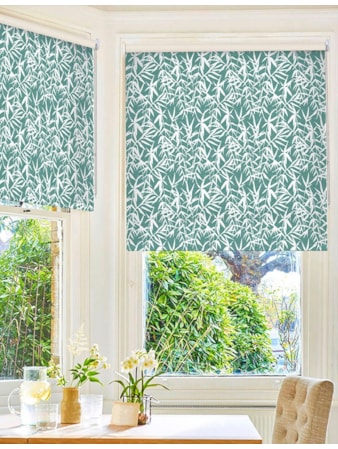 Bamboo Shadows Teal Floral Roller Blind