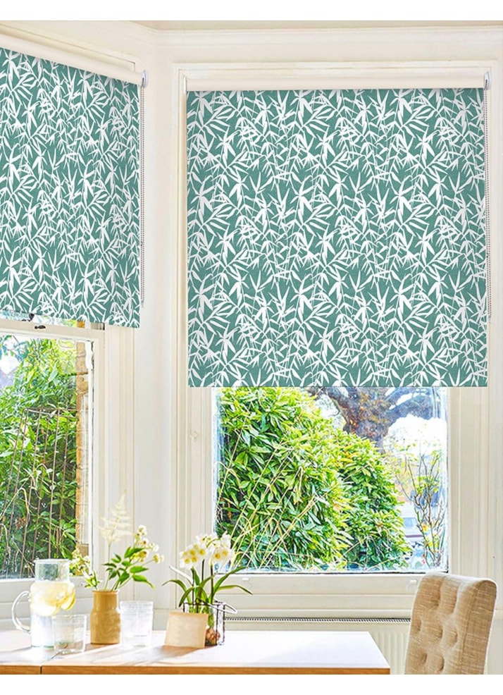 Bamboo Shadows Teal Floral Roller Blind