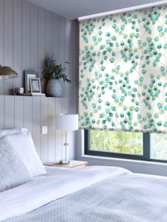 Climbers Aqua Floral Roller Blind