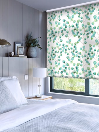 Climbers Aqua Floral Roller Blind