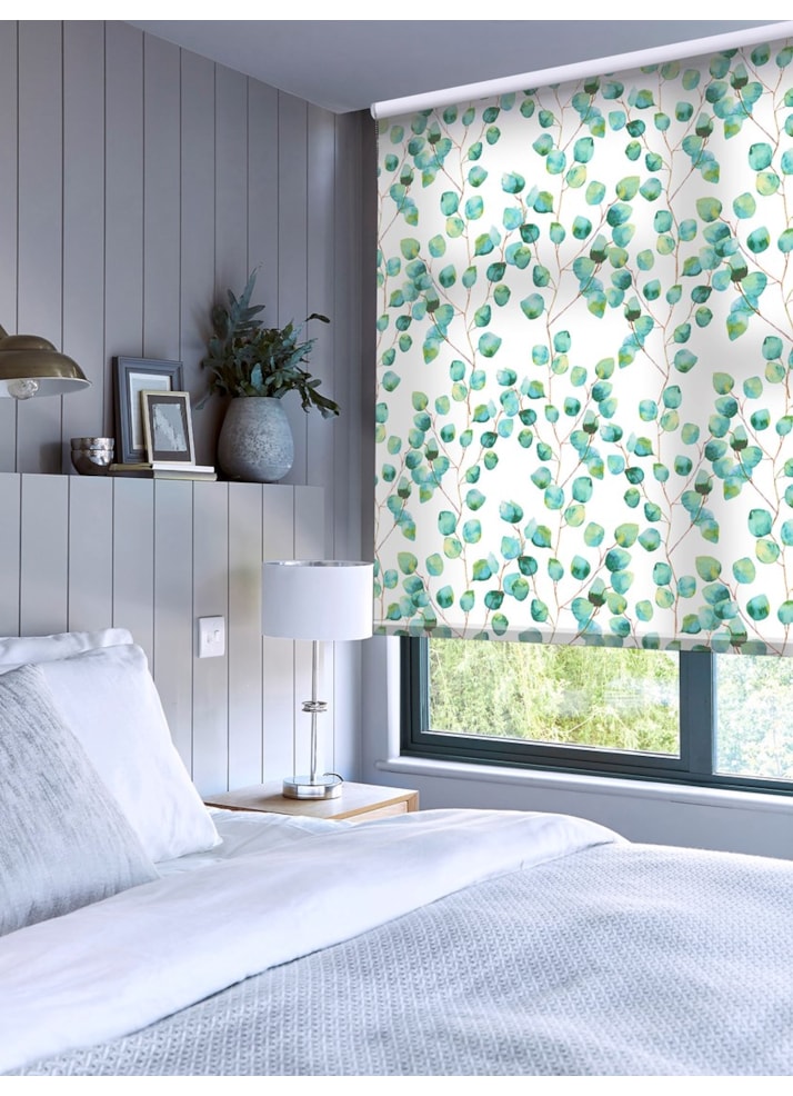 Climbers Aqua Floral Roller Blind