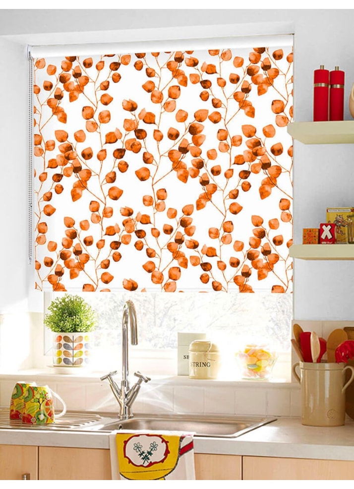 Climbers Orange Floral Roller Blind