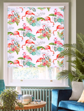 Tropical Flamingo Bright Floral Roller Blind