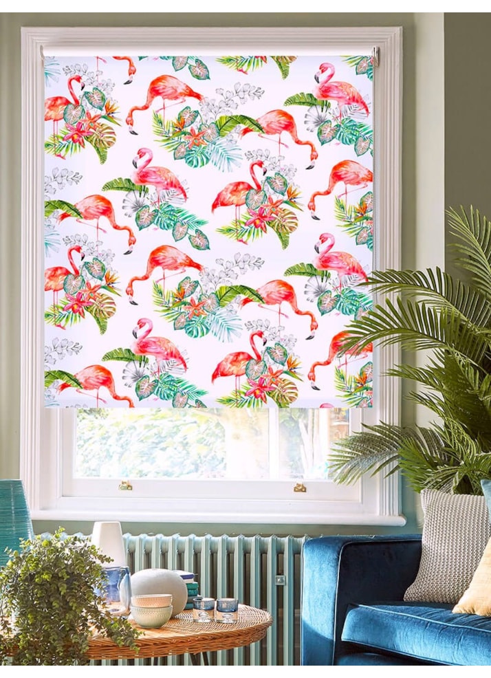 Tropical Flamingo Bright Floral Roller Blind