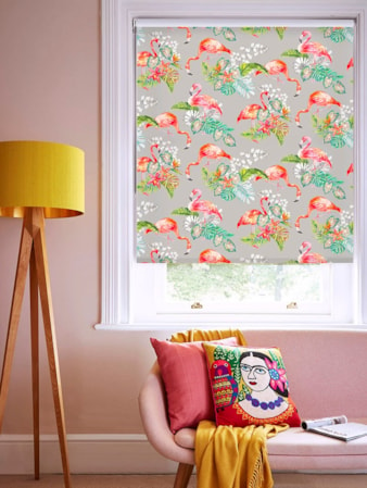 Tropical Flamingo Stone Floral Roller Blind