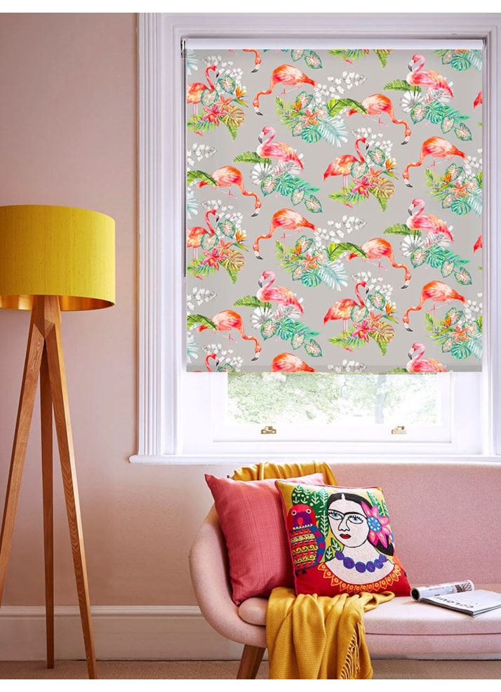 Tropical Flamingo Stone Floral Roller Blind