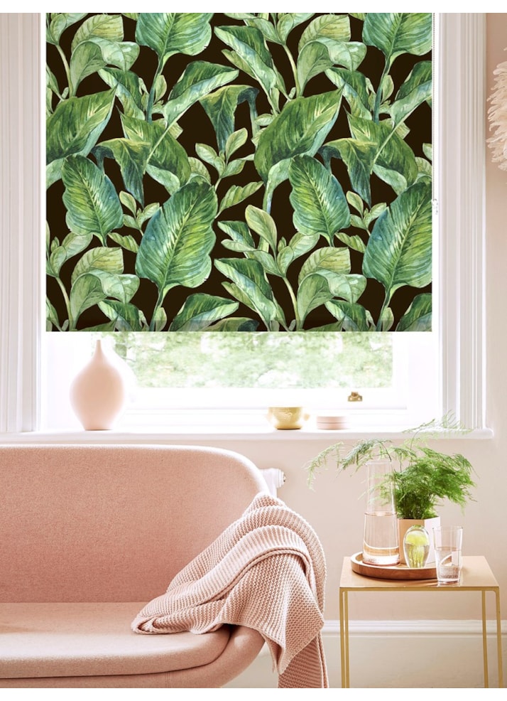 Jungle Leaves Night Floral Roller Blind