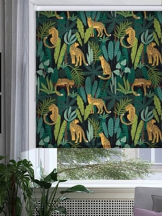 Jungle Leaf and Leopard Roller Blind