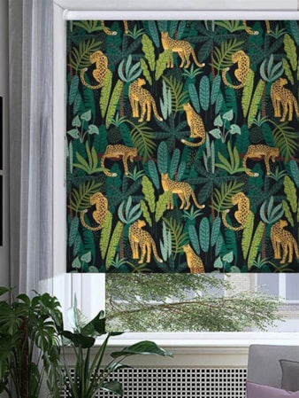 Jungle Leaf and Leopard Roller Blind