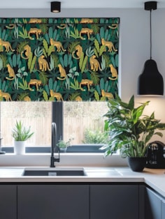 Jungle Leaf and Leopard Roller Blind