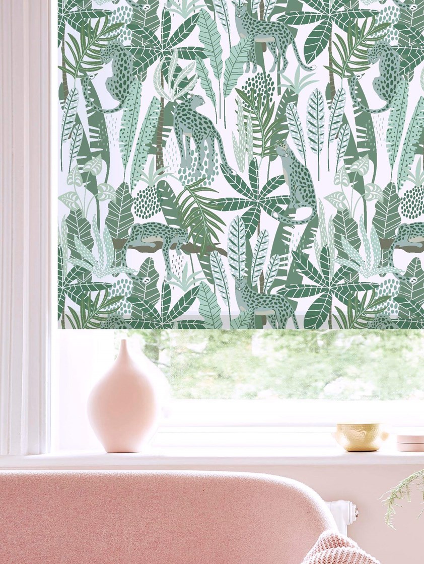 Junglist Mint Floral Roller Blind