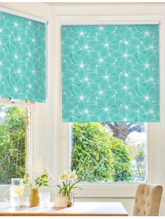 Starflower Aqua Floral Roller Blind