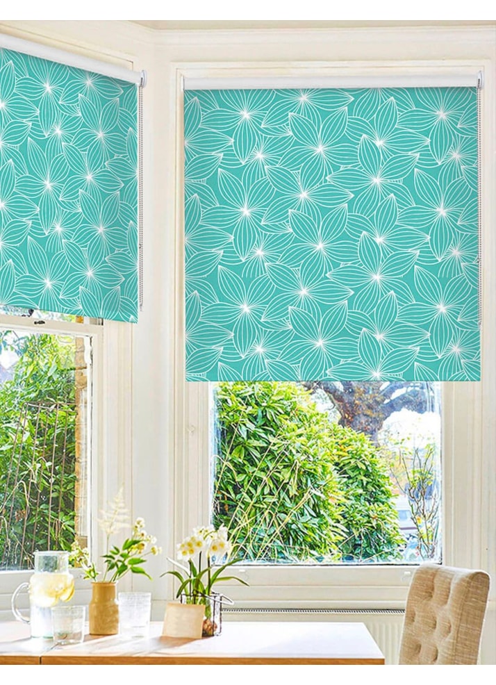 Starflower Aqua Floral Roller Blind