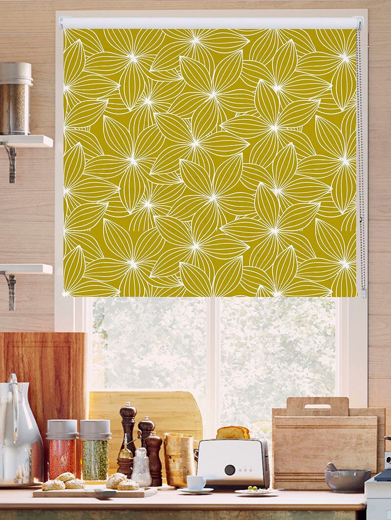 Starflower Mustard Floral Roller Blind