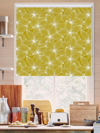 Starflower Mustard Floral Roller Blind