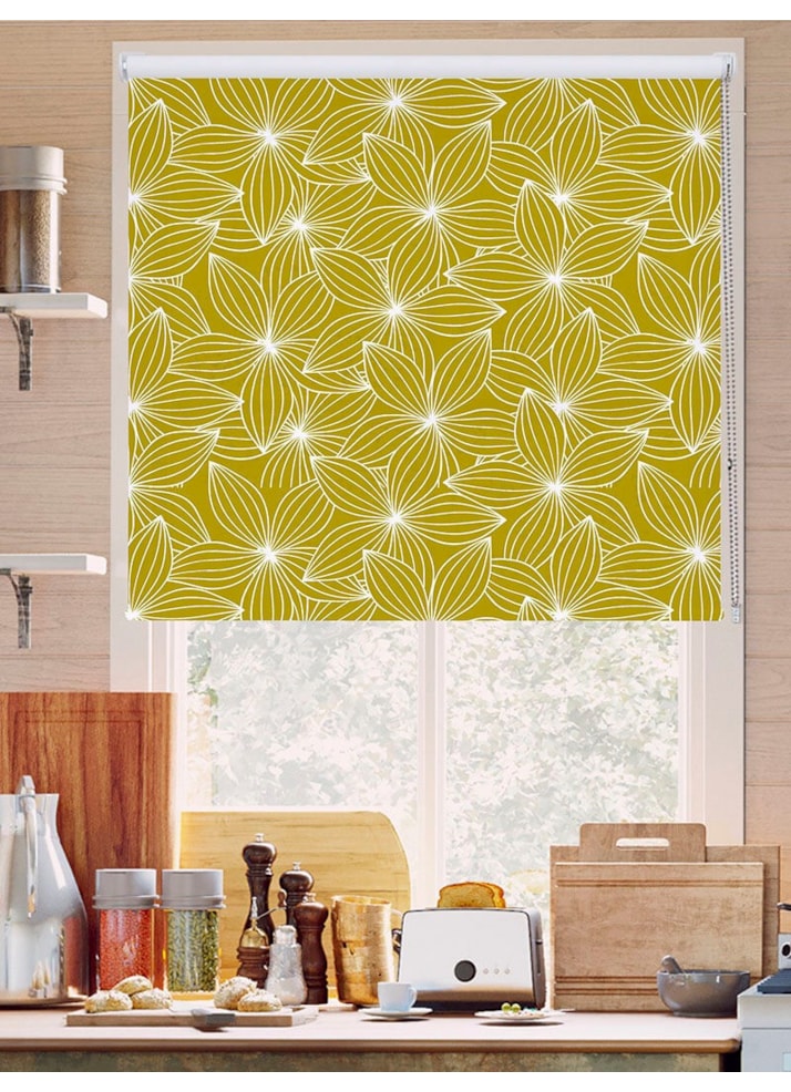 Starflower Mustard Floral Roller Blind