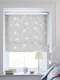 Starflower Pale Grey Floral Roller Blind