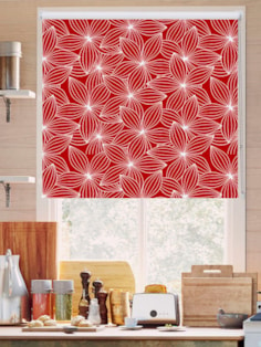 Starflower Red Floral Roller Blind