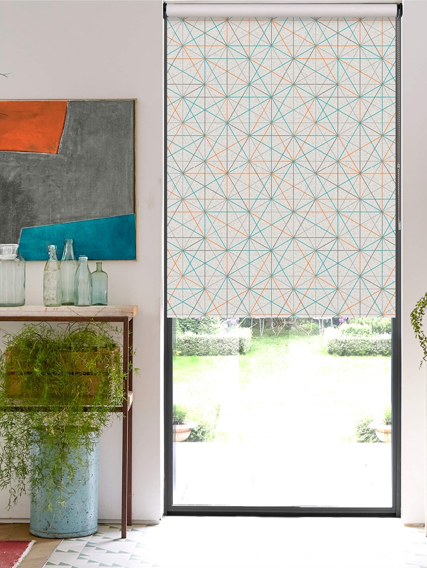 Apex Tangerine Geometric Roller Blind