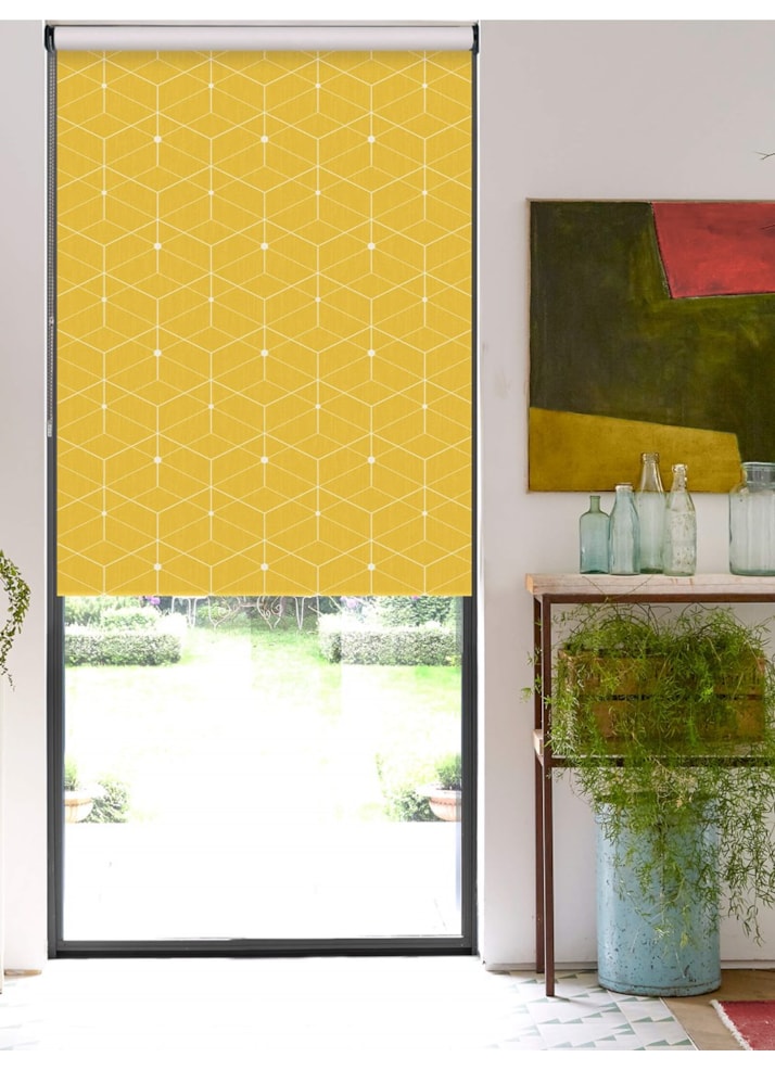 Illusion Yellow Geometric Roller Blind