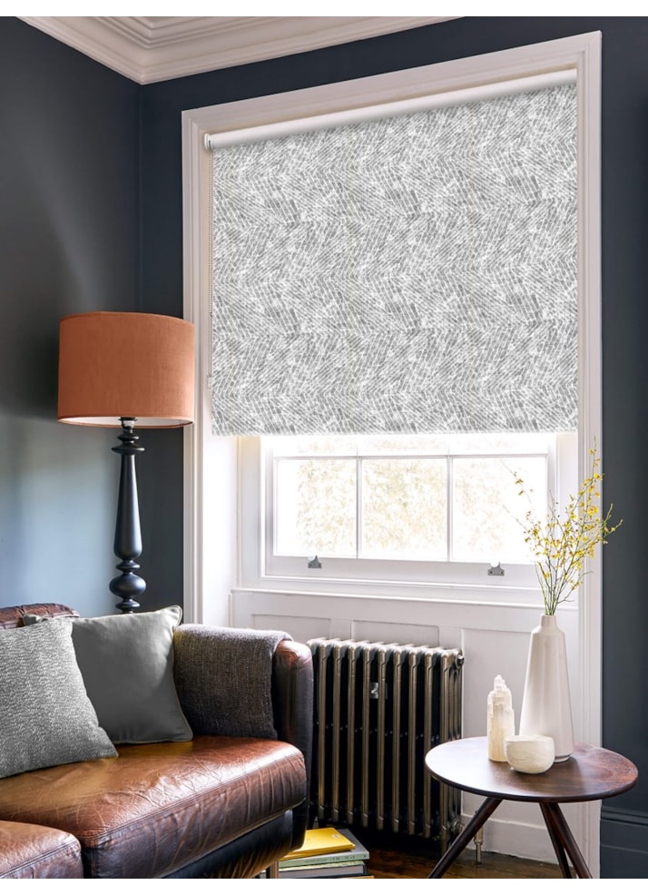 Linear Luxe Geometric Charcoal Roller Blind