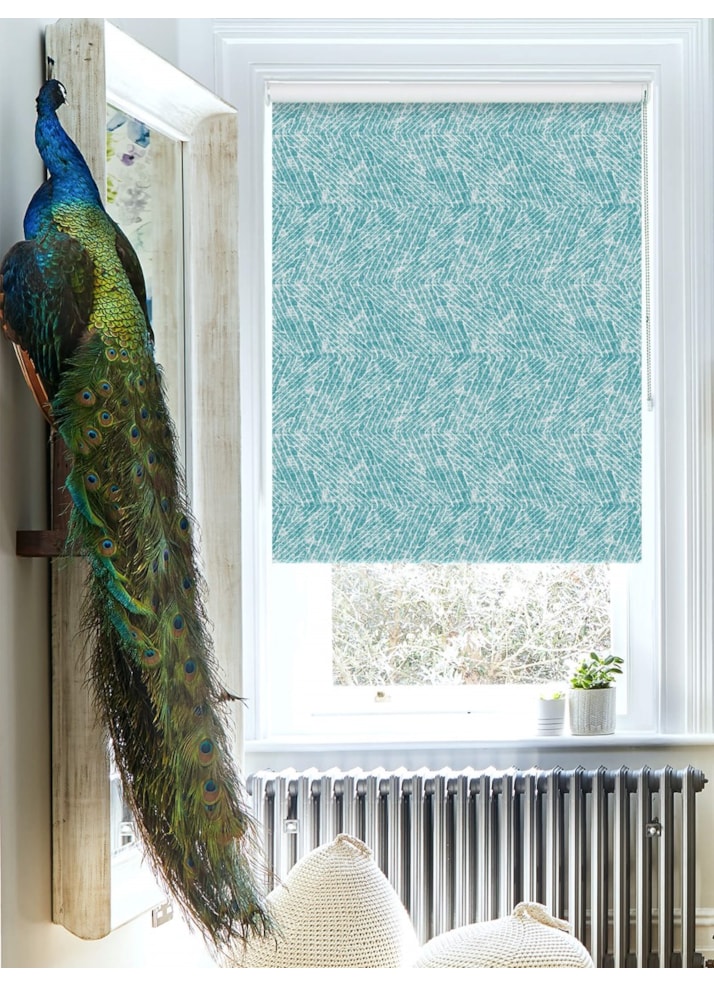 Linear Luxe Geometric Teal Roller Blind