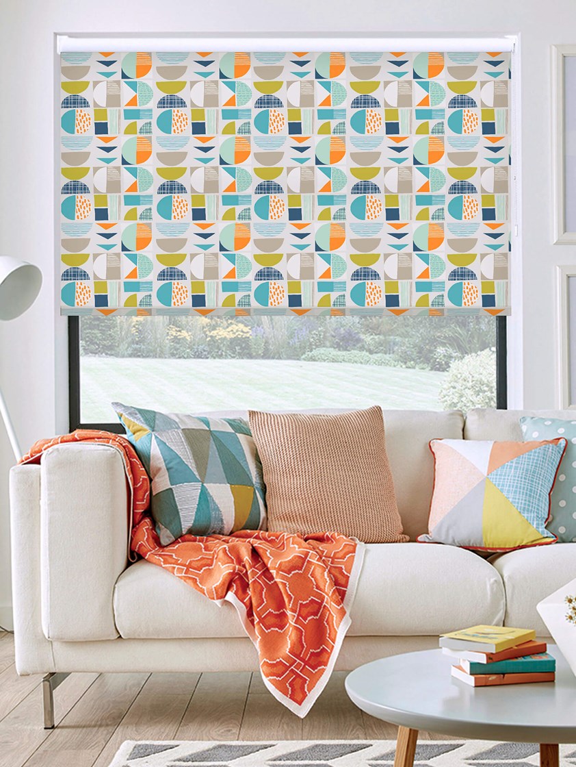 Segments Tangerine Geometric Roller Blind