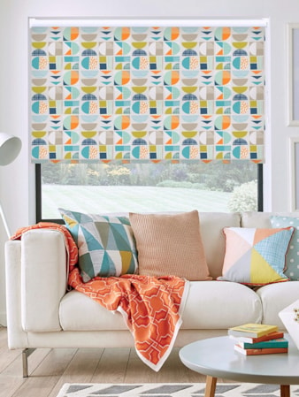 Segments Tangerine Geometric Roller Blind