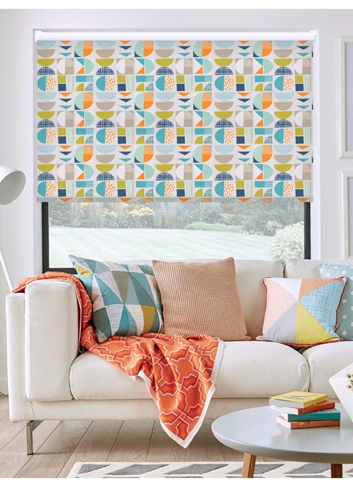 Segments Tangerine Geometric Roller Blind