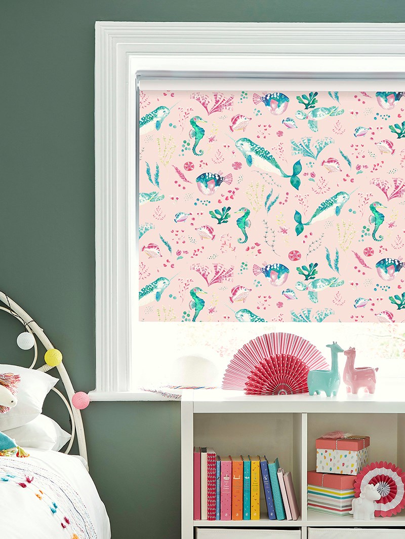 Enchanted Ocean Blush Childrens Roller Blind