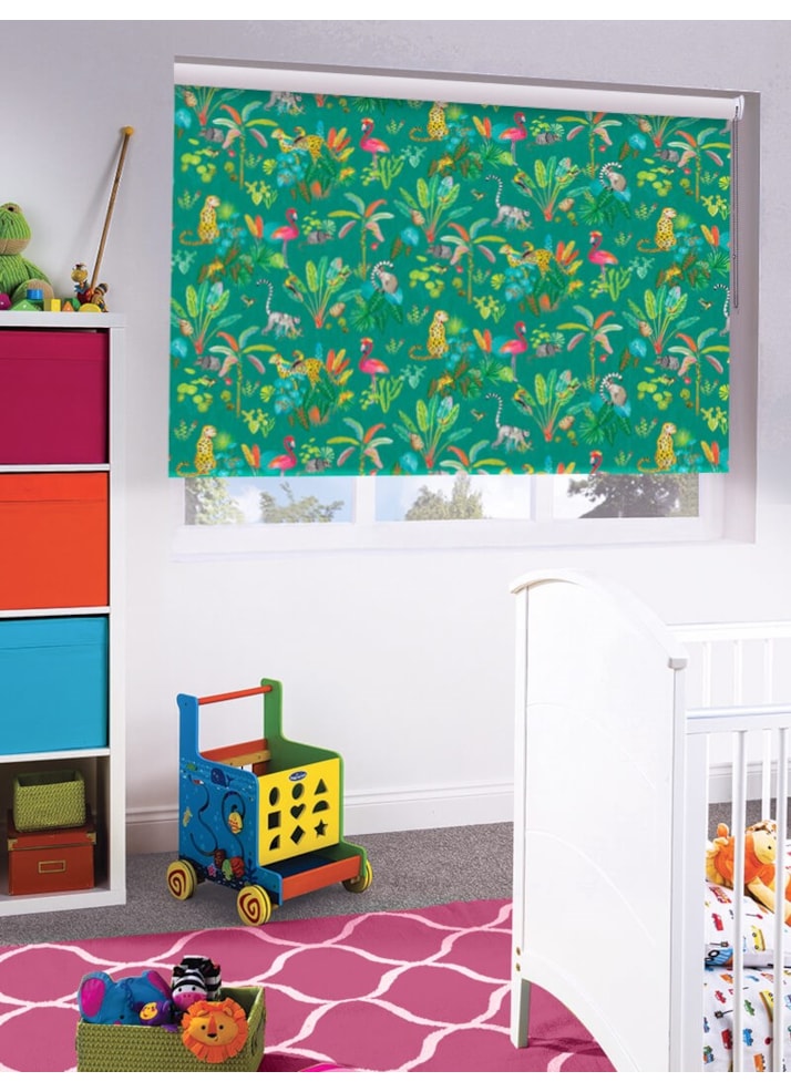 Jungle Jamboree Aqua Childrens Roller Blind