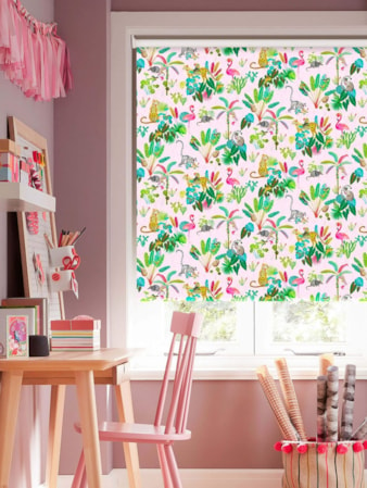 Jungle Jamboree Blush Childrens Roller Blind