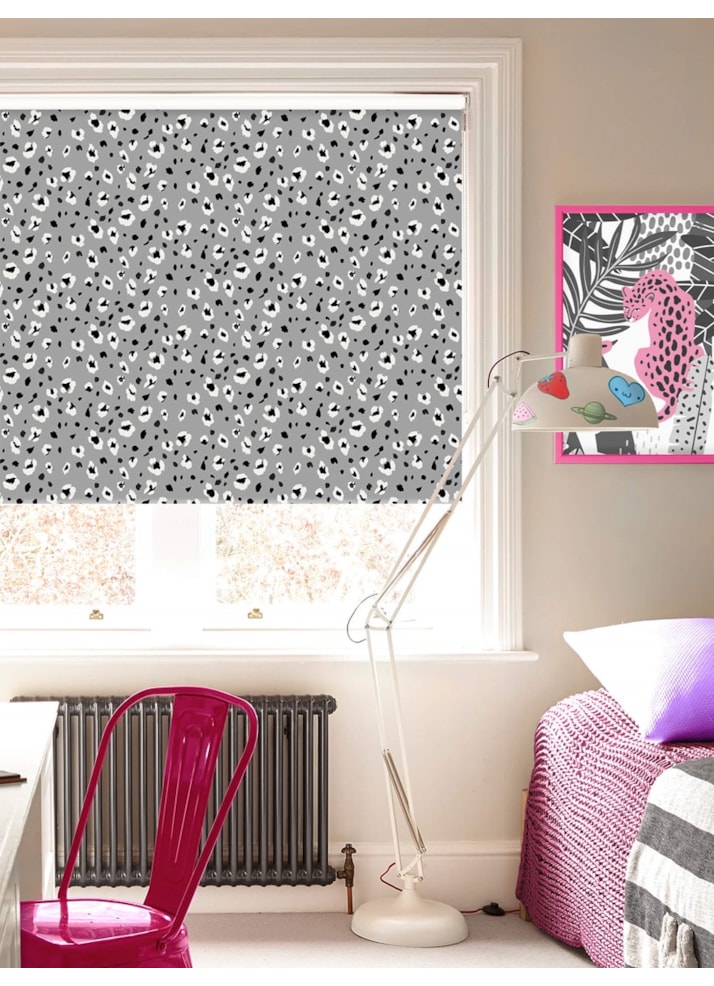 Leopard Print Slate Childrens Roller Blind