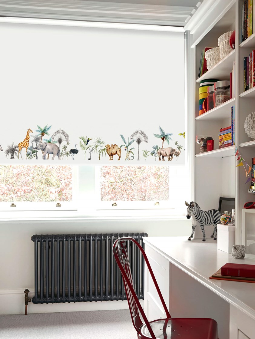 Safari Border Natural Childrens Roller Blind