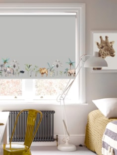 Safari Border Slate Childrens Roller Blind