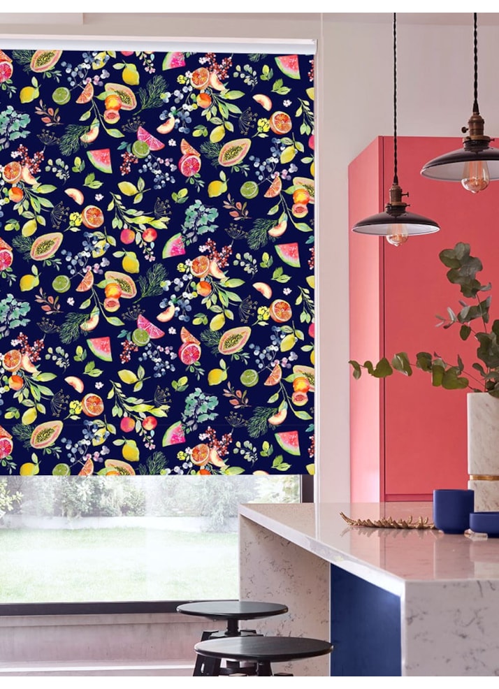 Tutti Frutti Marine Floral Fruit Print Roller Blind