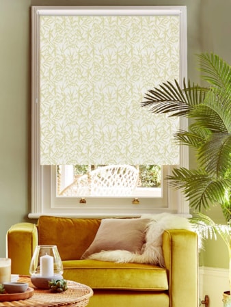 Bamboo Shadows Sage on Linen Blackout Roller Blind