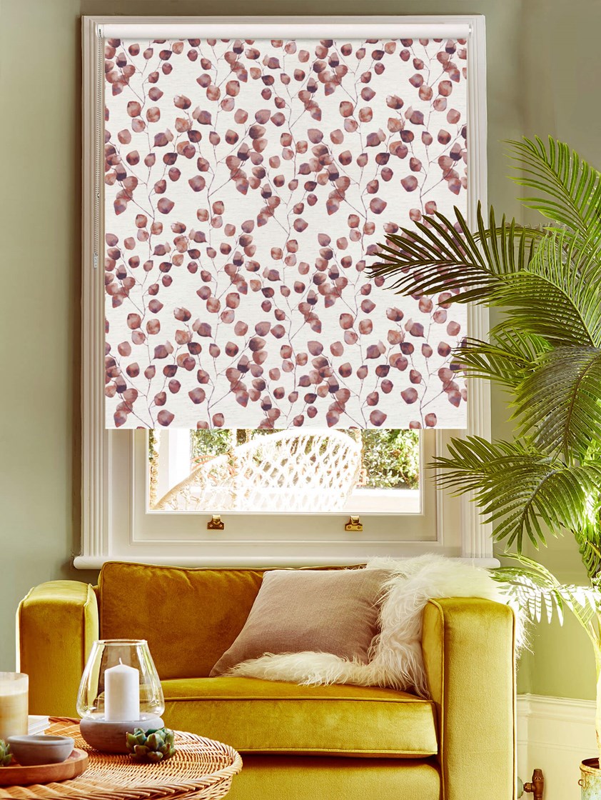 Climbers Earth on Linen Leaf Blackout Roller Blind