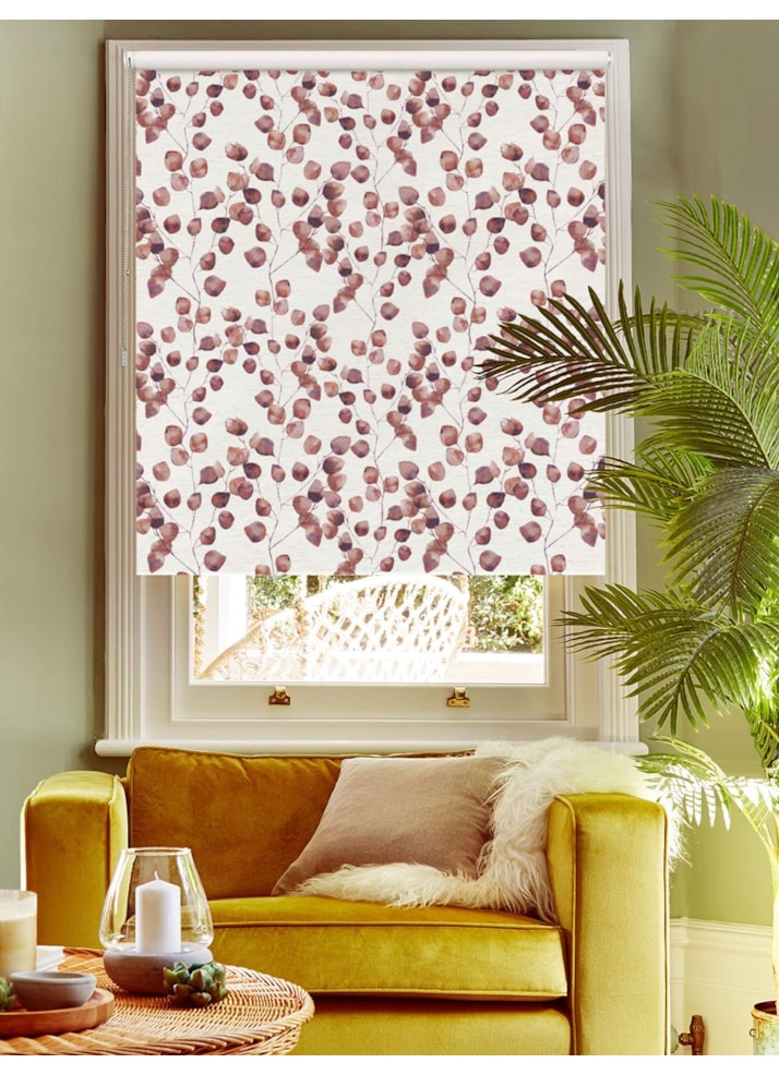 Climbers Earth on Linen Leaf Blackout Roller Blind