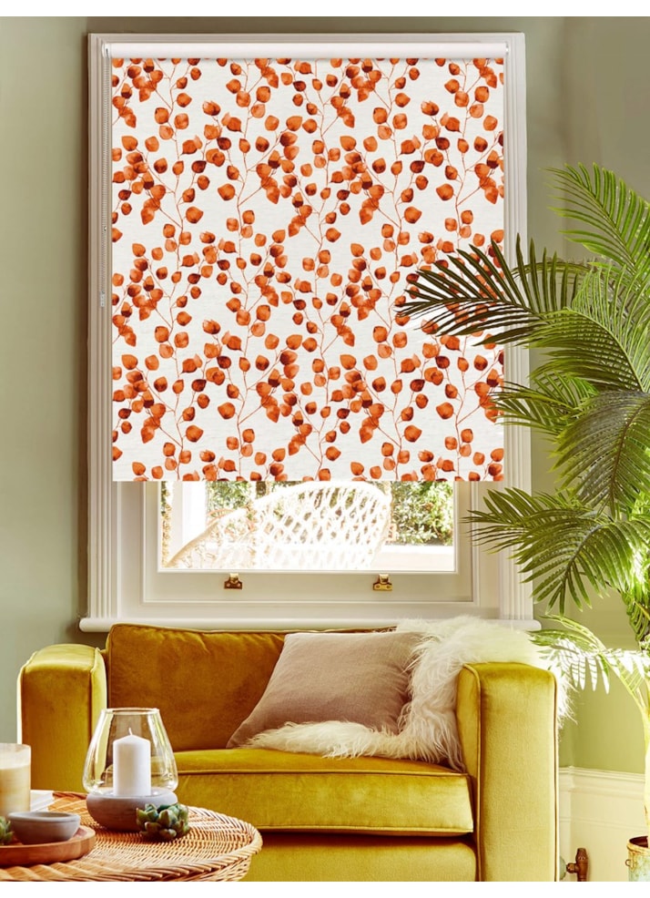 Climbers Orange on Linen Blackout Roller Blind