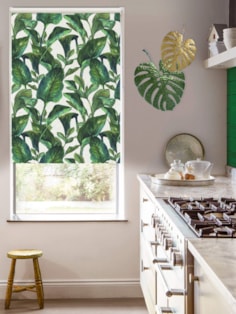 Jungle Leaves Day on Linen Blackout Roller Blind