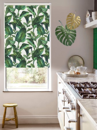 Jungle Leaves Day on Linen Blackout Roller Blind