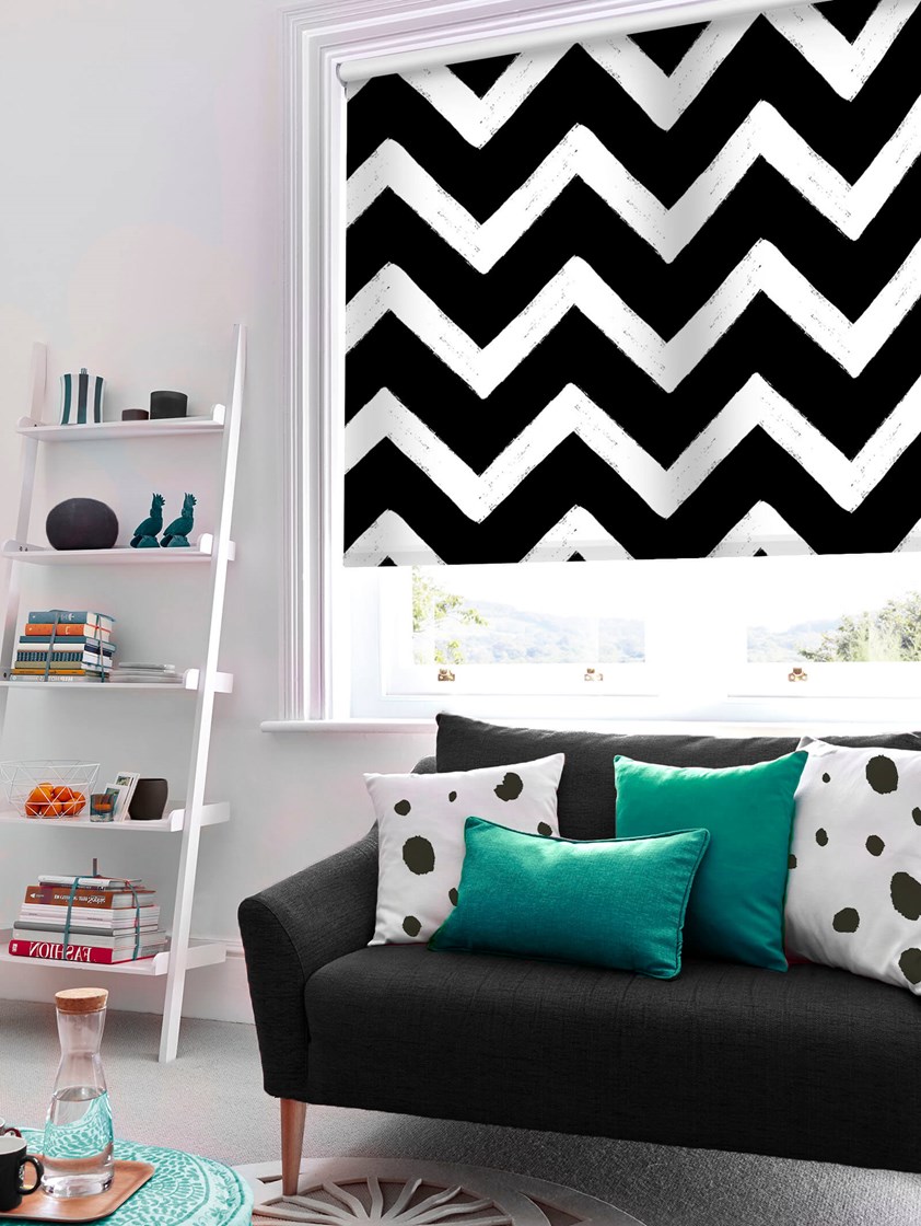 Chevron Black Roller Blind