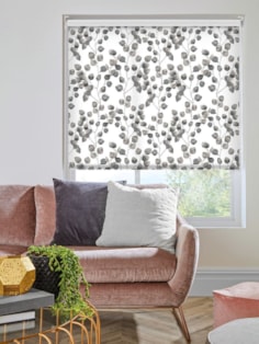 Climbers Grey Floral Leaf Roller Blind