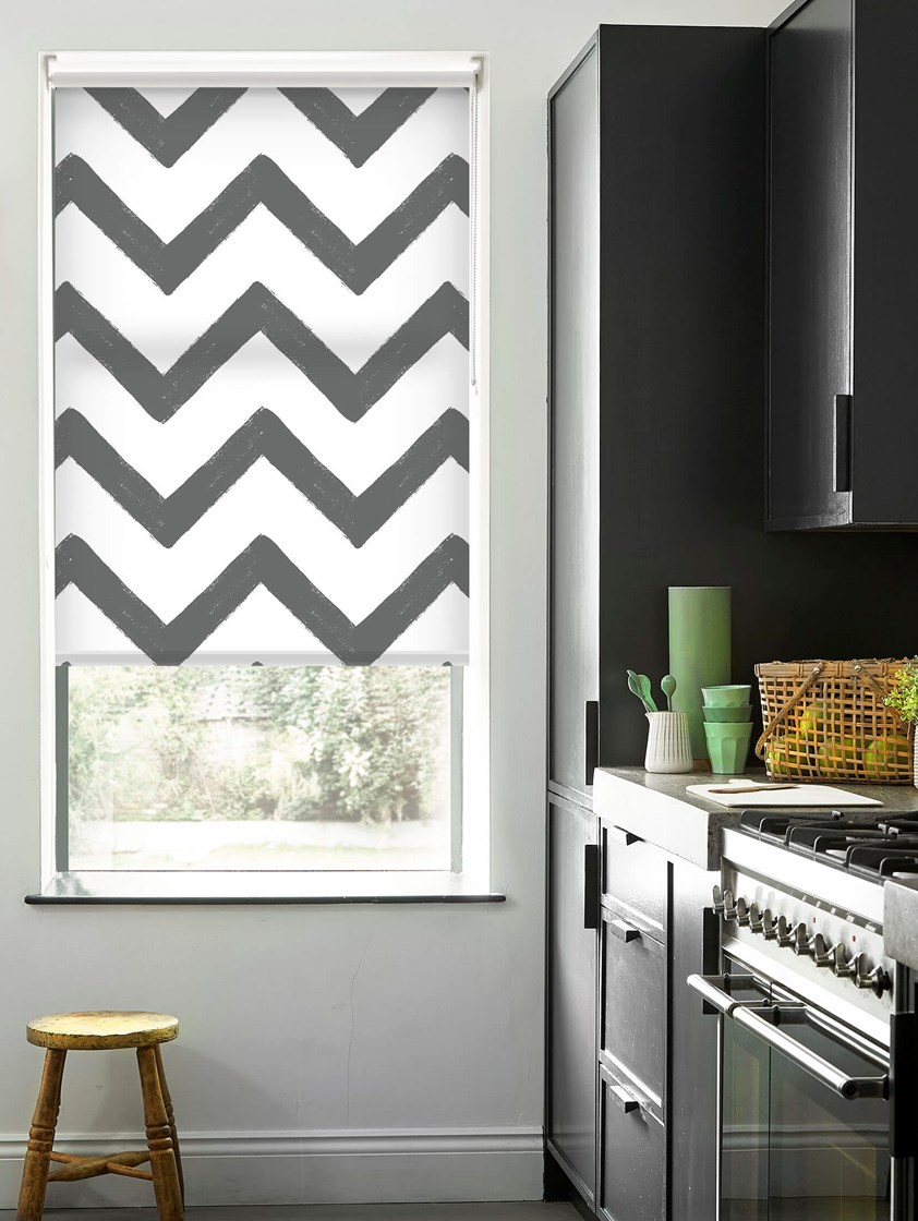 Chevron Dark Grey Roller Blind