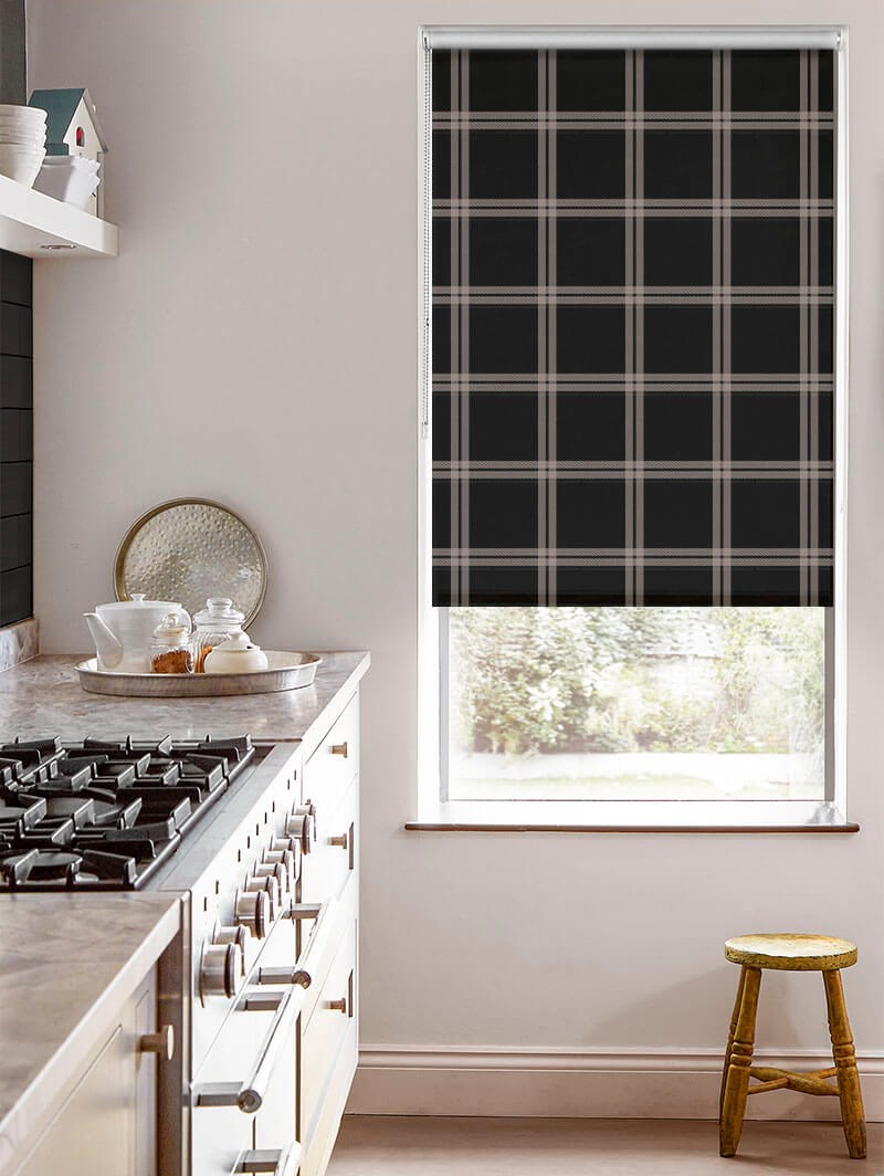 Herringbone Check Black Roller Blind