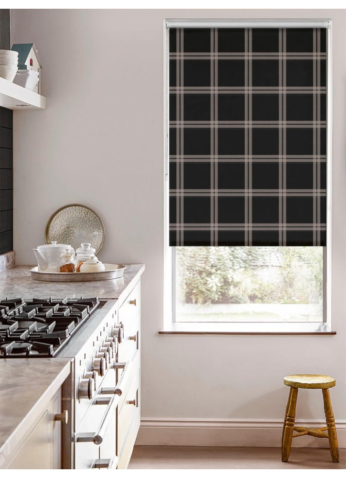 Herringbone Check Black Roller Blind