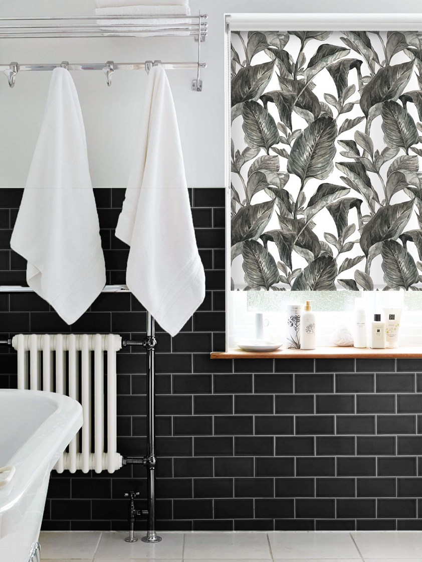 Jungle Leaves Smoke Grey Roller Blind