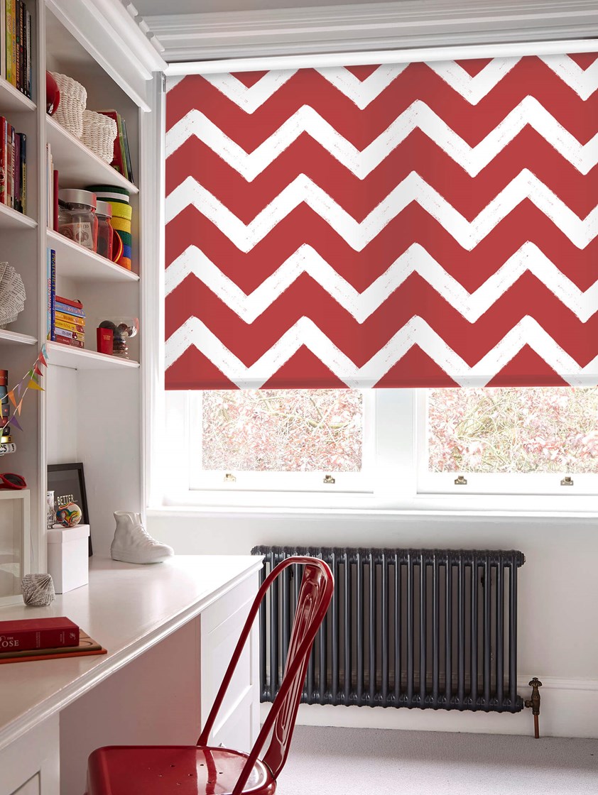 Chevron Red Roller Blind